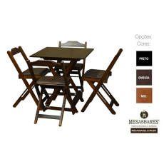 Conjunto Dobrável Mesa 70x70 Com 4 Cadeiras Estofadas - Cod: 1968